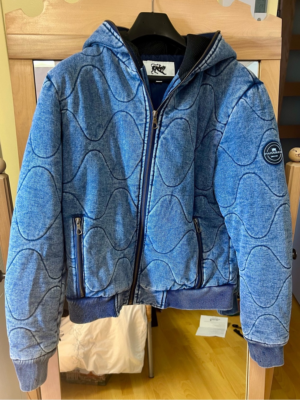 Parasuco Blue Quilted Hooded Bomber Jacket